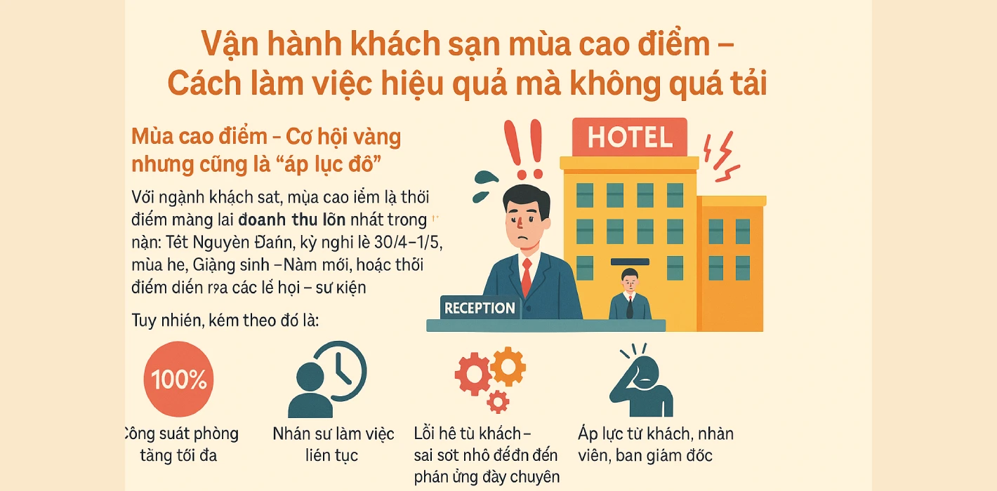 Vận hành khách sạn mùa cao điểm – Cách làm việc hiệu quả mà không quá tải