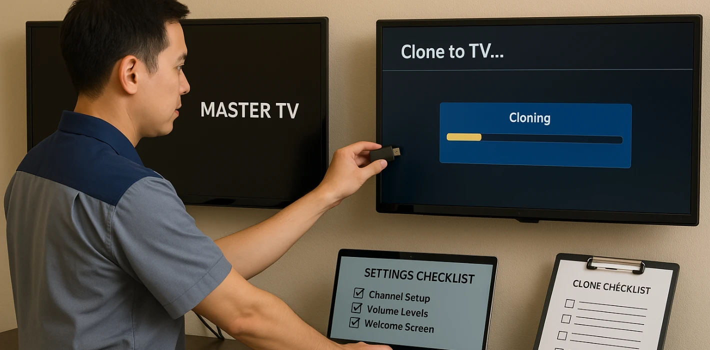Clone cấu hình TV khách sạn – Bí quyết tối ưu triển khai & bảo trì thiết bị đồng bộ
