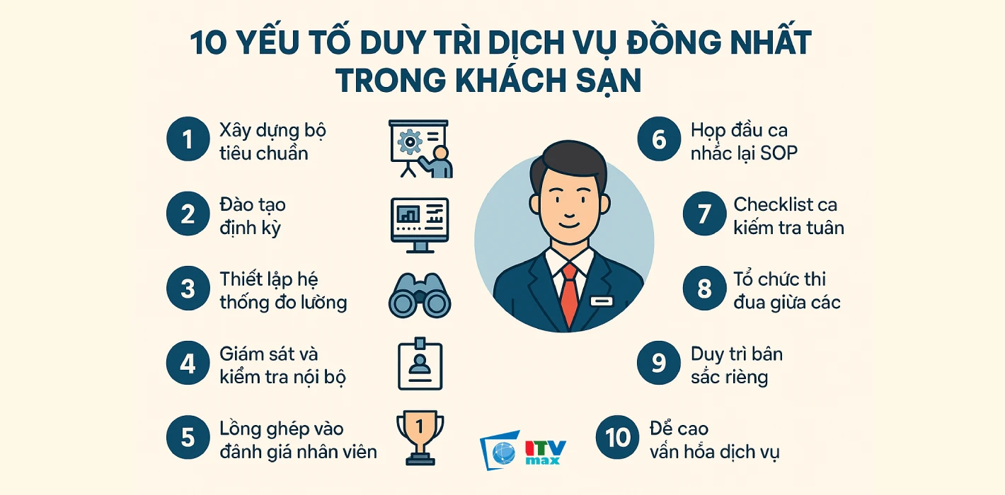Làm sao để duy trì tiêu chuẩn dịch vụ đồng nhất trong khách sạn?