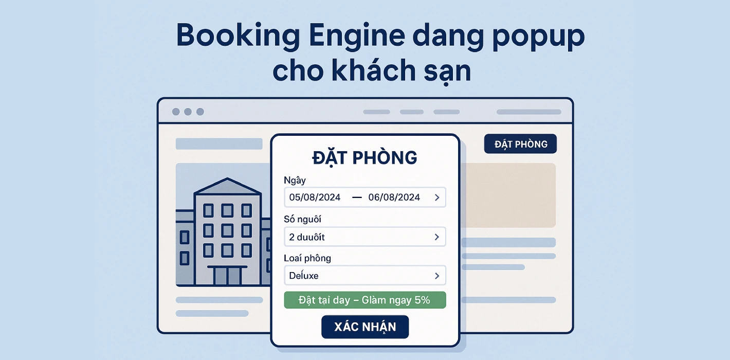 Booking Engine dạng popup – Giải pháp tăng đặt phòng cho website khách sạn hiện tại