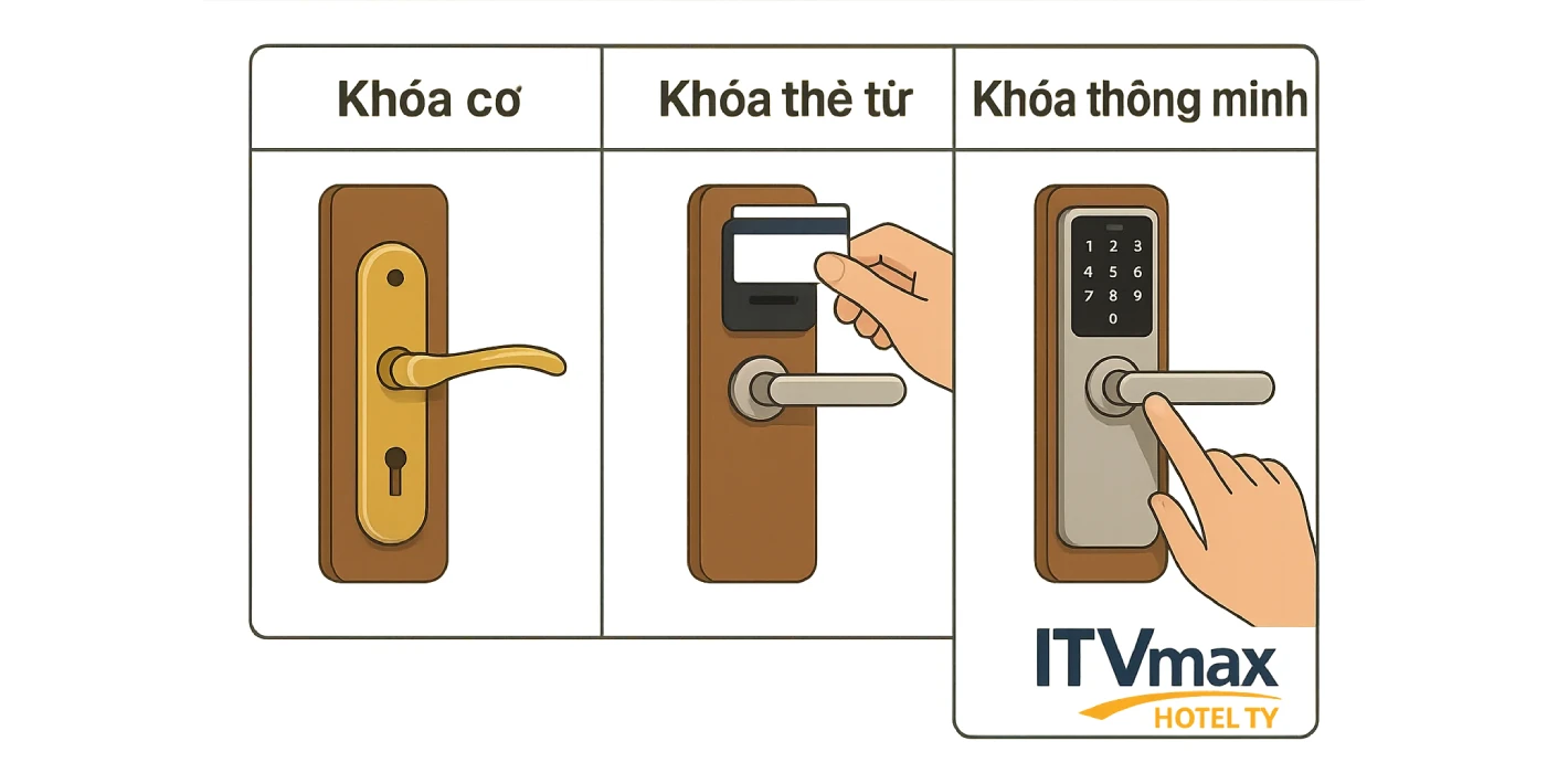 So Sánh Khóa Cơ, Khóa Thẻ Từ Và Khóa Thông Minh Trong Khách Sạn