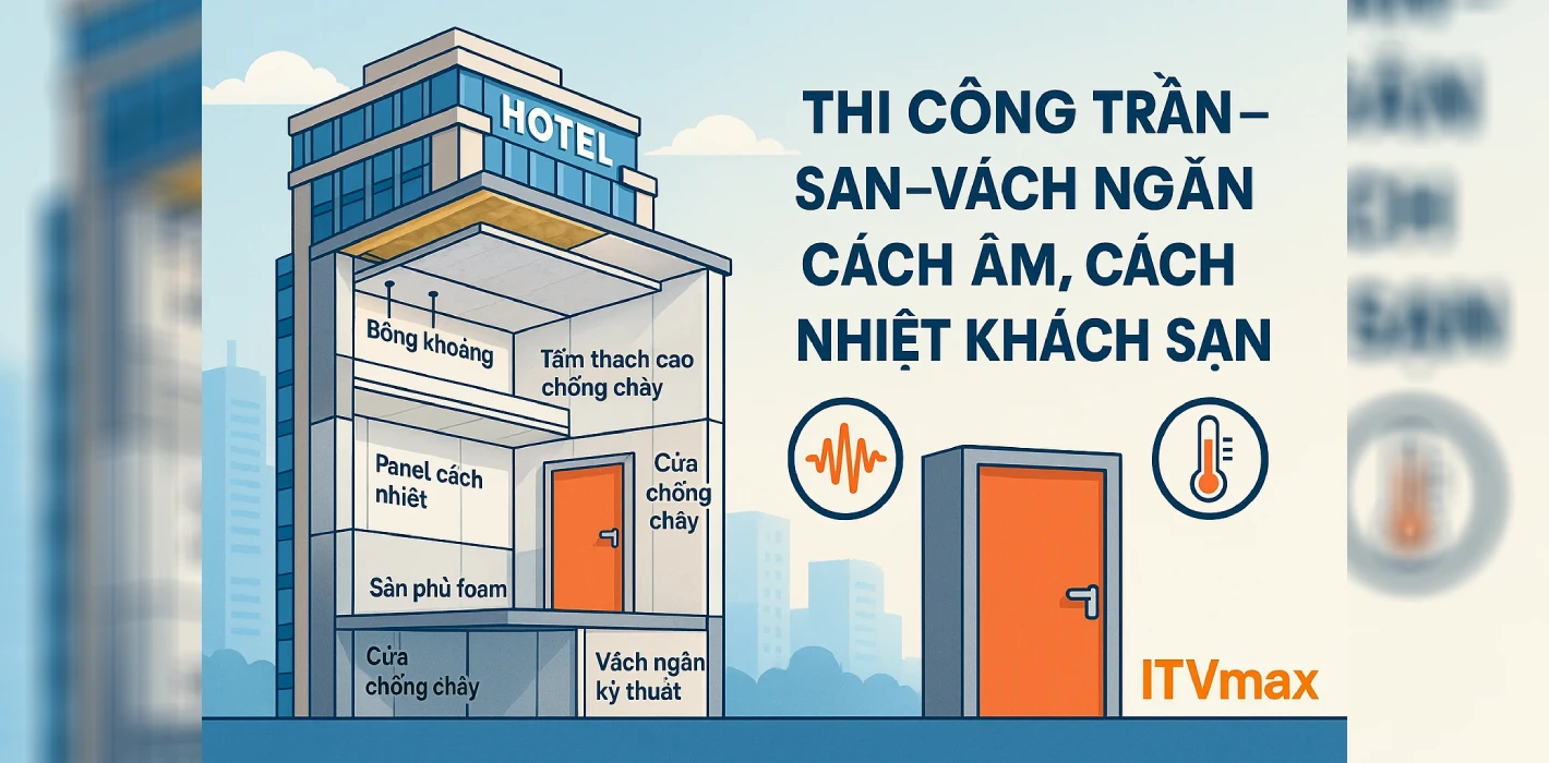 Thi Công Trần, Sàn, Vách Ngăn Cách Âm Cách Nhiệt Khách Sạn: Vật Liệu & Tiêu Chuẩn Chống Cháy