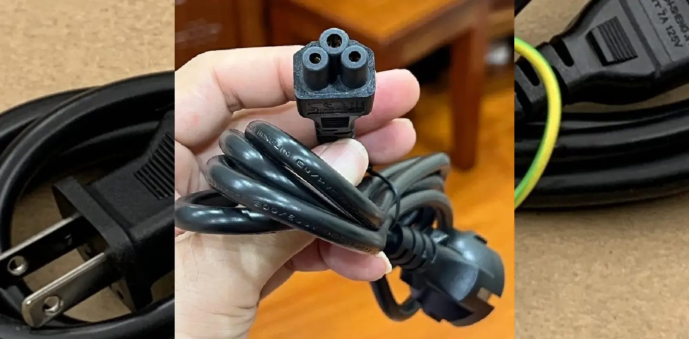 Dây nguồn sạc laptop Dell 2 chân cắm vào ổ điện