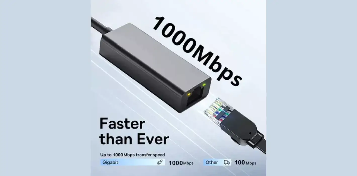 Bộ chuyển đổi Ethernet 1000Mbps USB 3.0 Type C sang RJ45 Cáp USB0