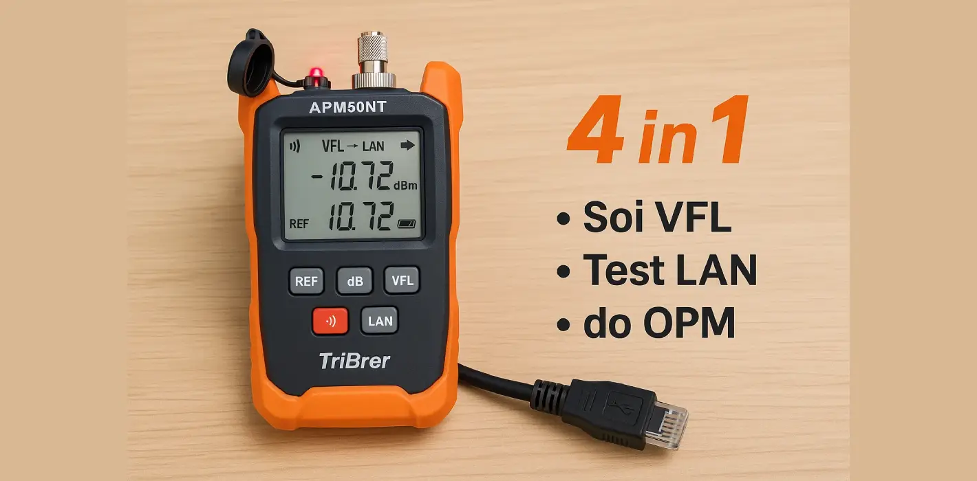 Máy đo công suất quang TriBrer APM50NT 15Km 4 in1 Soi VFL...