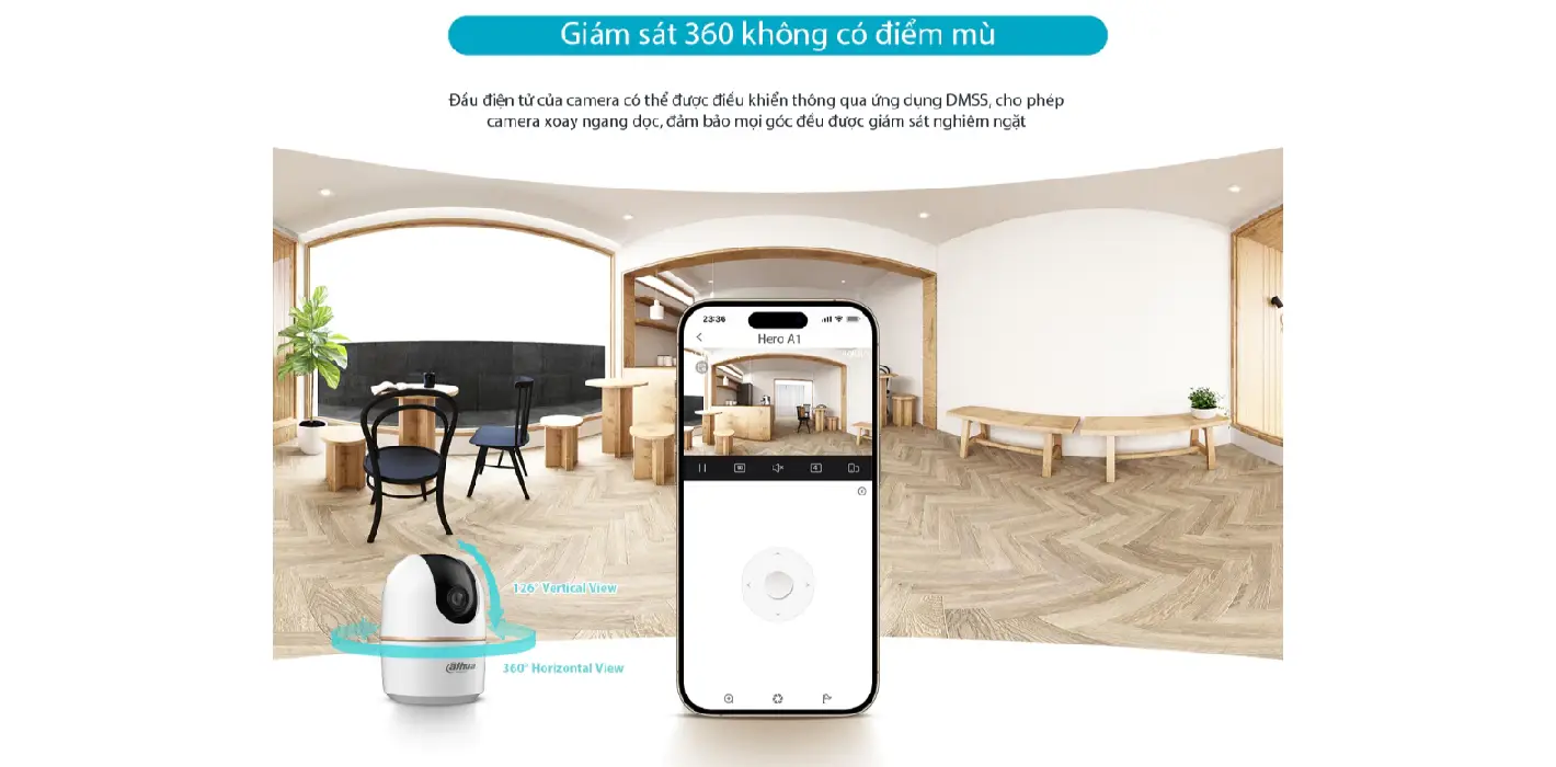 Camera Wifi Dahua Hero A1 (3MP/5MP) I Xoay 360 độ, Camera an ninh CCTV3