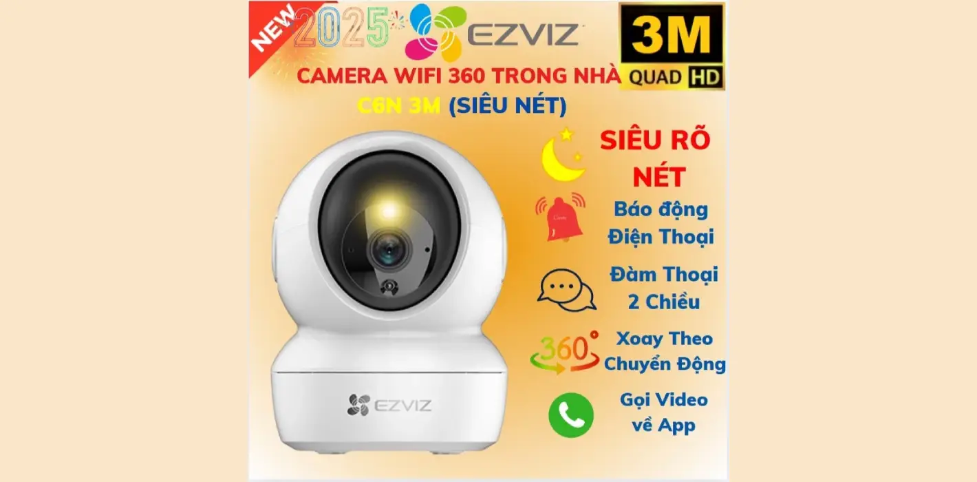 Camera Wifi Trong Nhà Xoay 360 Ezviz C6N TY+ 2M 4M 2K 1080P FULL HD