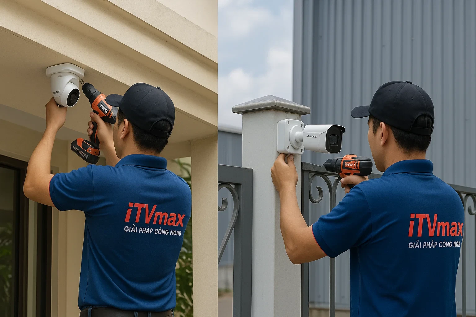 quy trình lắp đặt chuyên nghiệp, camera gắn chắc chắn, chuẩn chống nước.