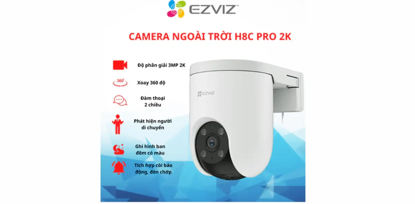 Camera ngoài trời Wifi EZVIZ H8C Pro - C8C -H80x xoay 360 Tích hợp AI