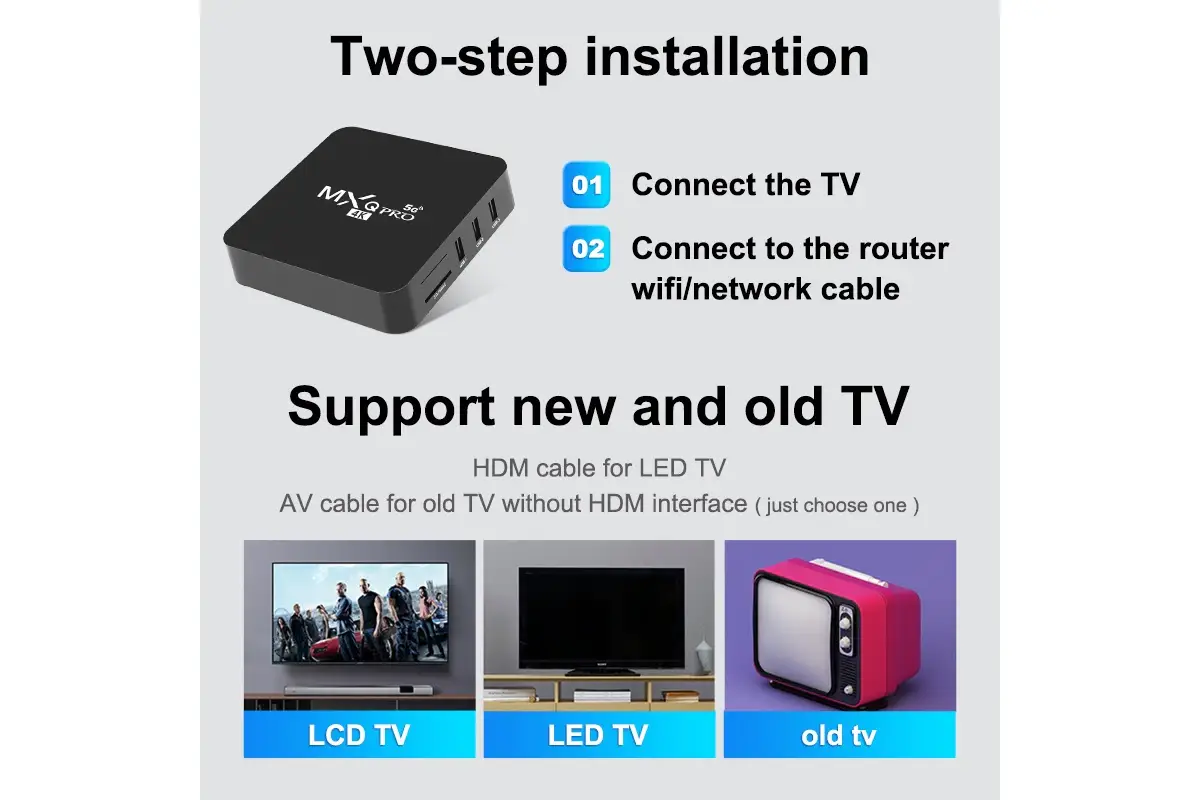 Android TV Box MXQ PRO,Hộp giải mã TV Internet,Tiếng Việt Wifi5G2