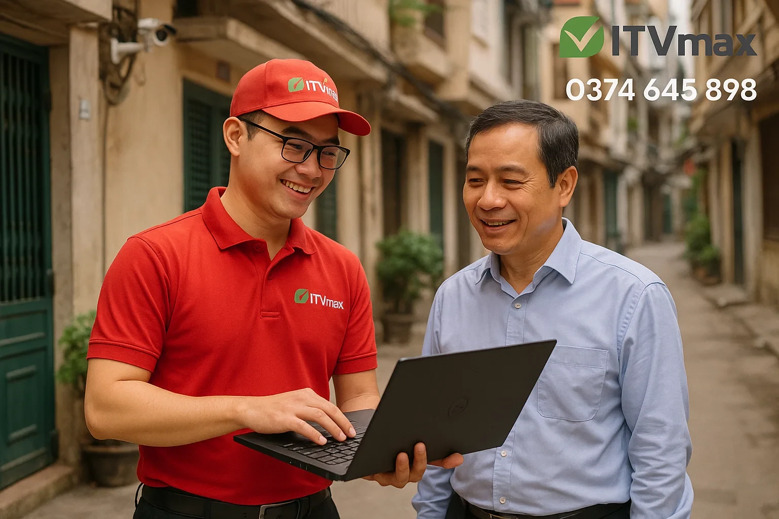 Ảnh kỹ thuật viên ITVmax hỗ trợ bảo trì, sửa chữa camera cho khách tại nhà ở quận Đống Đa Hà Nội