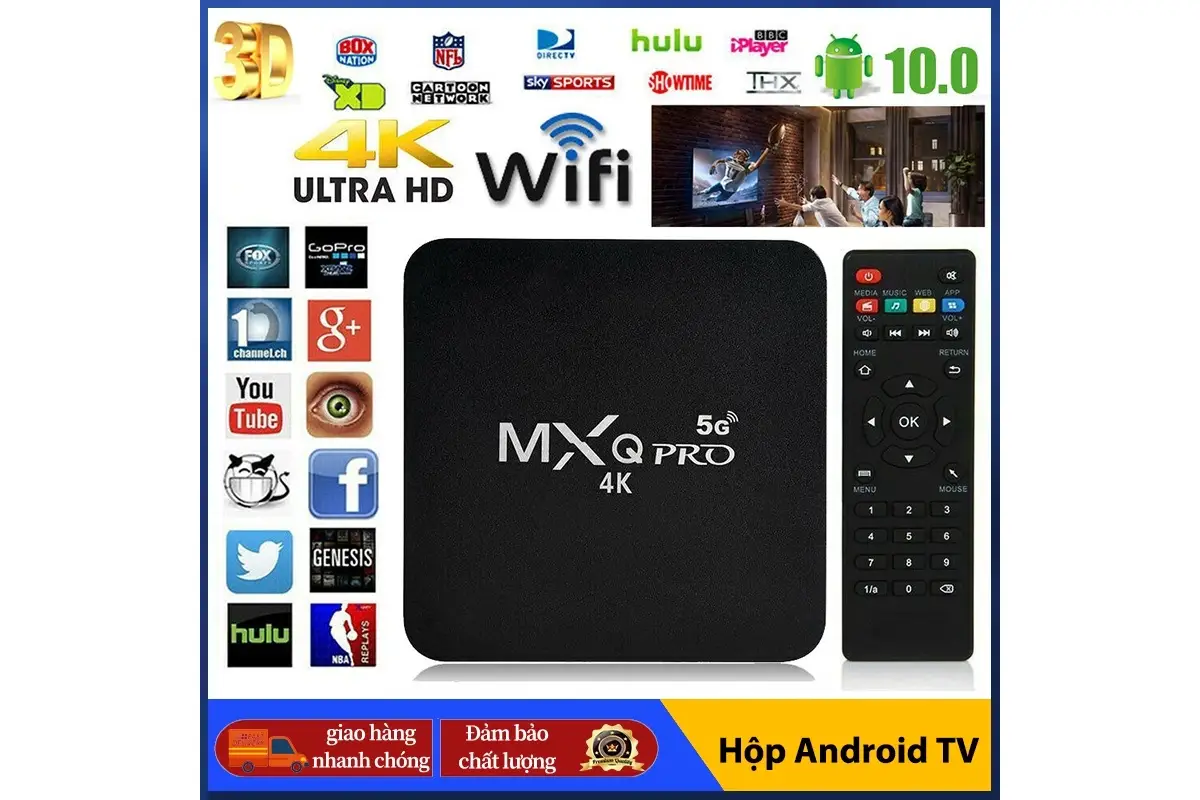 Android TV Box MXQ PRO,Hộp giải mã TV Internet,Tiếng Việt Wifi5G