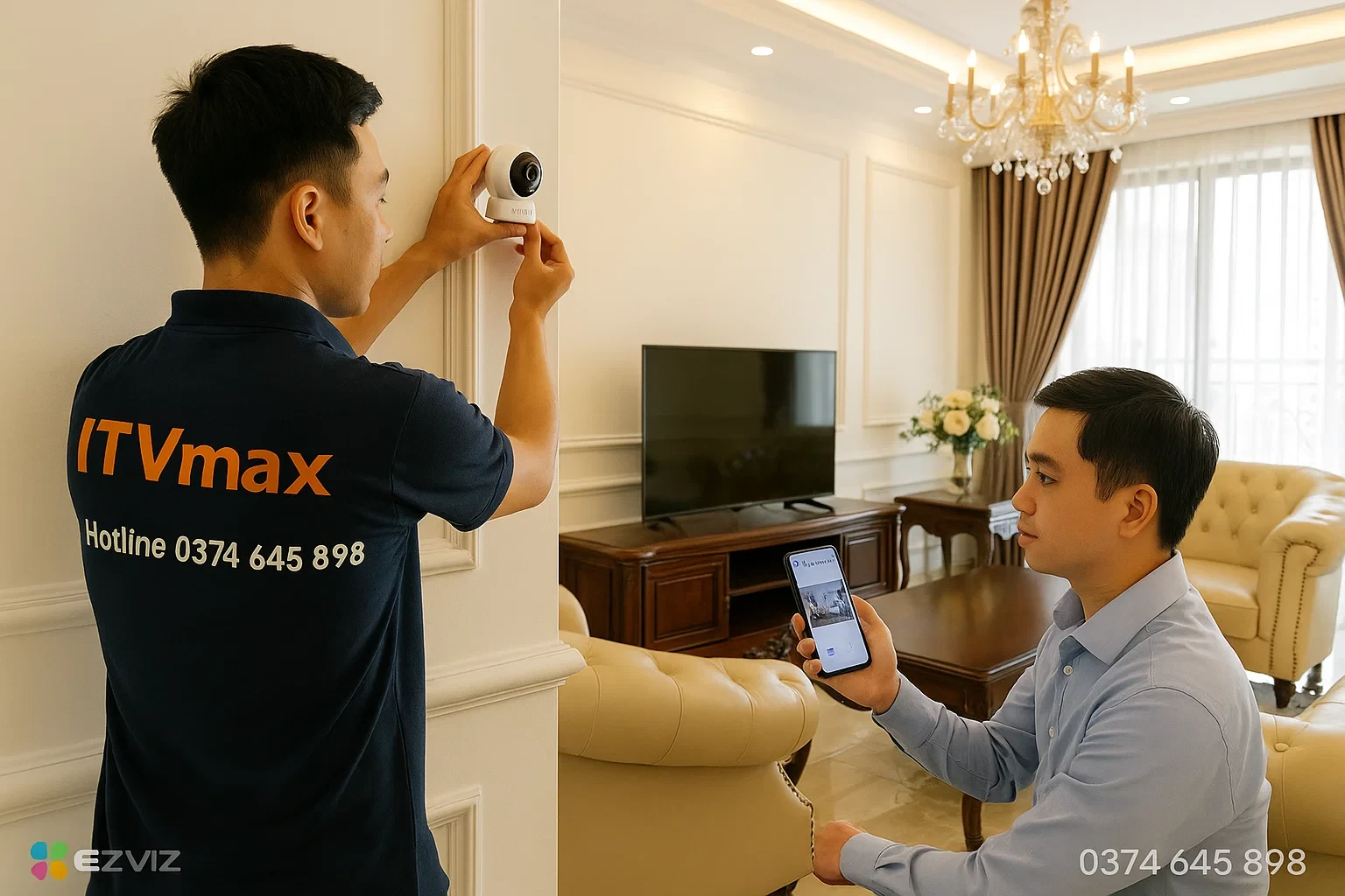 lắp camera wifi EZVIZ trong căn hộ Royal City, Thanh Xuân,
