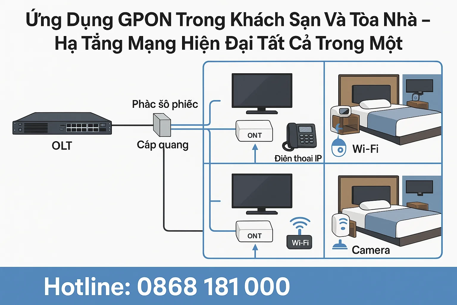 Ứng Dụng GPON Trong Khách Sạn Và Tòa Nhà: Mạng Quang Tốc Độ Cao, Tiết Kiệm & Toàn Diện