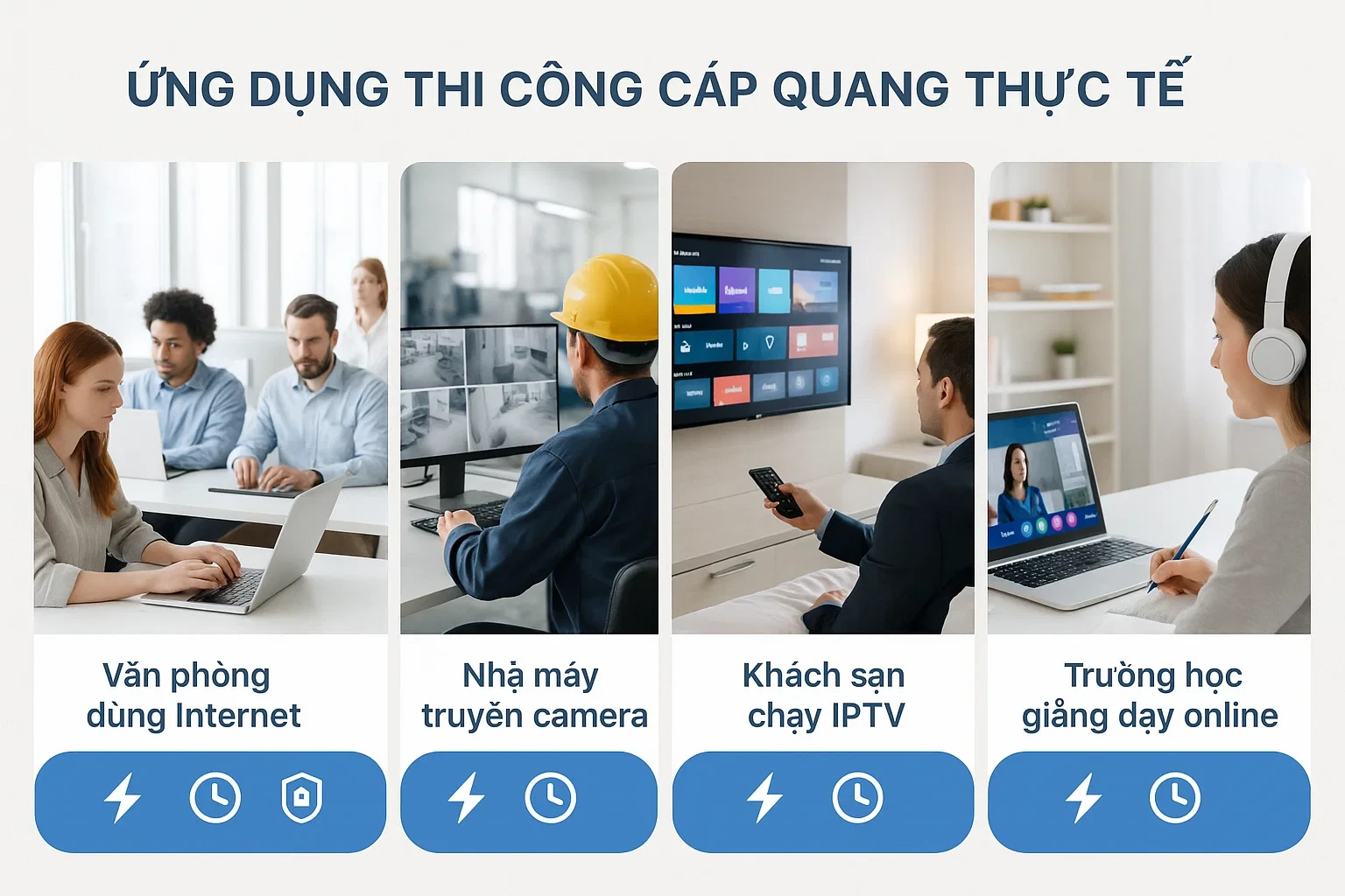 Ứng dụng thi công cáp quang thực tế