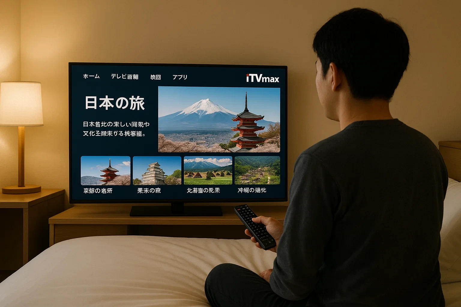 Khách Nhật xem IPTV trong phòng khách sạn