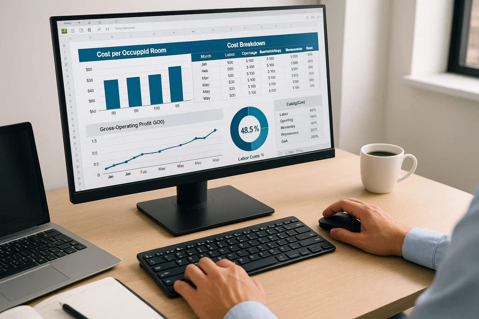minh họa phân tích chi phí trên máy tính